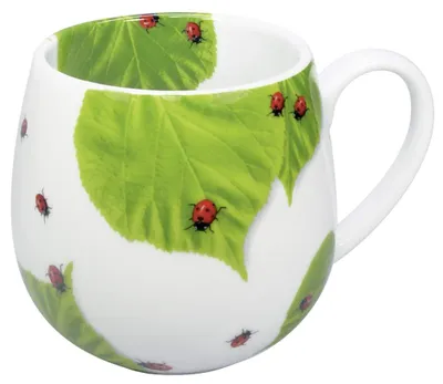 Porzellan-Kaffeebecher 420 ml, Marienkäfer-Motiv, spülmaschinengeeignet