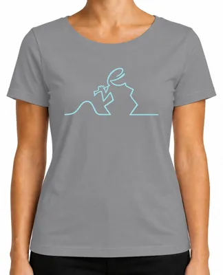 Productafbeelding van La Linea Balum Osvaldo Cavandoli, stripfiguurtjes, cartoon, dames T-shirt, grijs, maat S