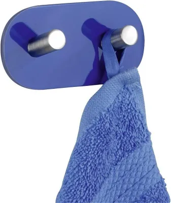 Produktbild von Wenko Duo Wandhaken aus Edelstahl, blau, zum Kleben, 10 x 5 x 2,8 cm