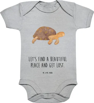 Produktbild von Mr. & Mrs. Panda babykleidung body Schildkröte Marschieren 12. - 18. Monat - Heather Grey - Geschenk, Strampler, Babybody, Schildkröten, Meer, Inspiration, Abenteuer