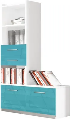 Image de Armoire pour chambre d'adolescent Étagère Bibliothèque Meuble Turquoise Étagère Bibliothèque 1p