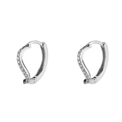 Produktbild von Paar Creolen Ohrcreolen Glitzerstein Ohrschmuck Damenohrringe Zirkonia Creole (GESCHENKIDEE, Sterling Silber 925), inklusive Geschenkschachtel
