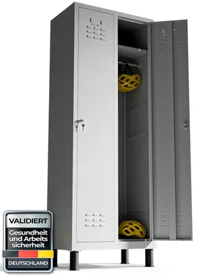 Image de Casiers TwinThink, 180 x 65 x 40 cm, casiers métalliques, 2 portes, casier métallique, avec clé, casiers, 2 portes, armoire de vestiaire en métal (gris)