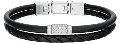 Produktbild von Fossil Armband Herren Machine Geriffeltes Leder Schwarz JF04989040
