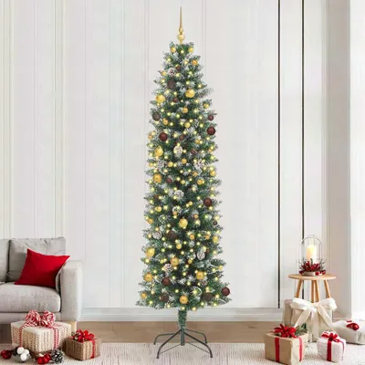 Immagine prodotto di Albero di Natale artificiale sottile con 300 LED verdi 240 cm