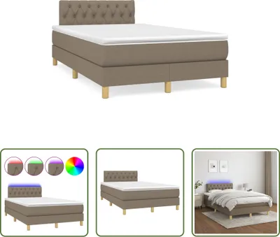 Produktbild von The Living Store Boxspringbett mit Matratze & LED Taupe 120x190 cm Stoff