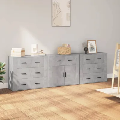 Produktbild von vidaXL Sideboards 3 Stk. Betongrau Holzwerkstoff