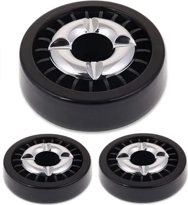 Produktbild von 3x Aschenbecher Gluttöter Wind Balkon Bistro Rund Glut Killer Ascher Löscher Set, Farbe:Schwarz