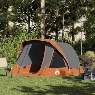 Produktbild von Campingzelt 4 Personen Grau und Orange Wasserdicht, Campingzelte DesignMöbel