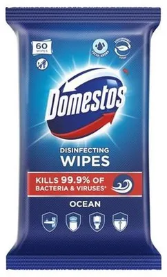 Vlhčené utierky, 60 ks, DOMESTOS "oceán"