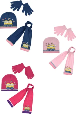 Produktbild von Minions Mädchen Winter-Set 3-tlg Mütze, Schal & Handschuhe        , Farbe:Dunkel-Blau, Größe:52