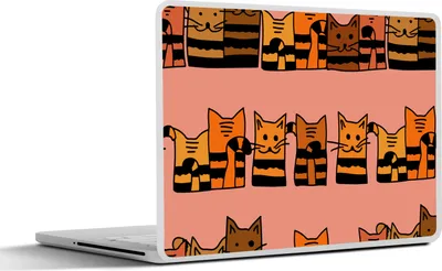 Produktbild von MuchoWow® Laptop Aufkleber Sticker Cover Katzen - Muster - Tiere - Kinder 36.5x27.5 cm - Laptop-Sticker