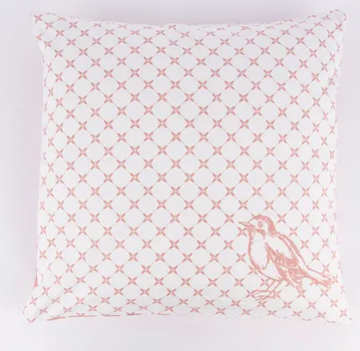 Produktbild von Clayre & Eef Wende-Kissenhülle Vögel Blumen rosa weiß 50x50cm