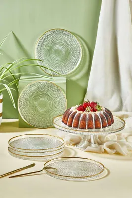 Image de Hermia Concept, Mina, set d'assiettes à dessert (7 pièces), transparent, verre, 21 x 21 cm