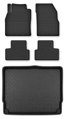 Image de Tapis en caoutchouc + bac de coffre pour Opel Astra J 2009-2015 (hayon) – 5 pièces, noirs, semi-universel, adapté