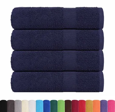 Image de vidaXL Serviettes de douche FROGN, lot de 4, bleu marine, 70 x 140 cm, 360 g/m²
