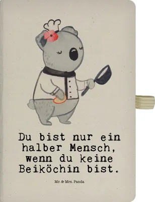 Produktbild von Mr. & Mrs. Panda Journal Beiköchin Herz - Transparent - Geschenk, Tagebuch, Gastronomie, notizbuch, Restaurant, Witzig, Jubiläum, Adressbuch, Spruch, Kladde, a4