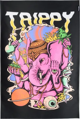 Produktbild von PSYWORK Schwarzlicht Stoffposter Neon "Trippy Ganesha", 60x90cm