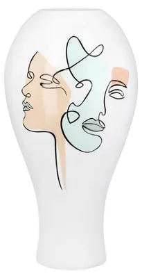 Zdjęcie produktu dla Gilde Vase, bauchig, "Voir", Gesichtsmotiv, Kunstharz, weiß, VE 1, H. 36 cm, D. 19 cm 58143 4063387581438