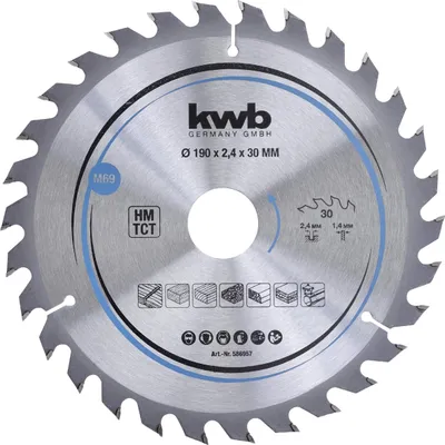 Image de kwb lame de scie circulaire 190 x 30 mm, coupe rapide, lame de scie adaptée au bois tendre et dur, aux panneaux lattés et aux panneaux d'agglomérés