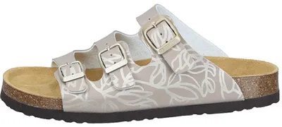 Produktbild von Dr. Brinkmann Damen Pantolette mit Muster und drei Riemen mit Schnallen, Größe:40 EU, Farbe:Beige