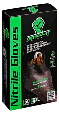 Productafbeelding van Nitril wegwerphandschoenen. Wegwerp handschoenen. Eenmalige handschoenen. Gripp-IT XXL, zwart