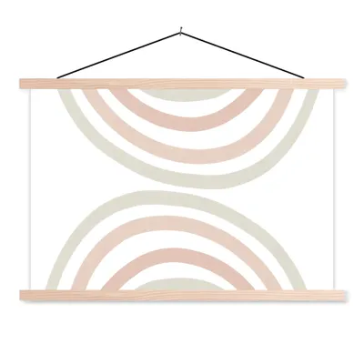 Produktbild von MuchoWow® Textilposter Regenbogen - Design - Pastell 120x80 cm mit holzfarbenen Rahmen - Aufhängeset