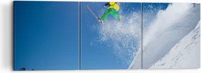 Produktbild von Bild auf Leinwand - Leinwandbild - Ski Winter Schnee Berg - 120x40cm - Wand Bild - Wanddeko - Leinwanddruck - Bilder - Kunstdruck - Wanddekoration - Leinwand bilder - Wandkunst - CA120x40-2856