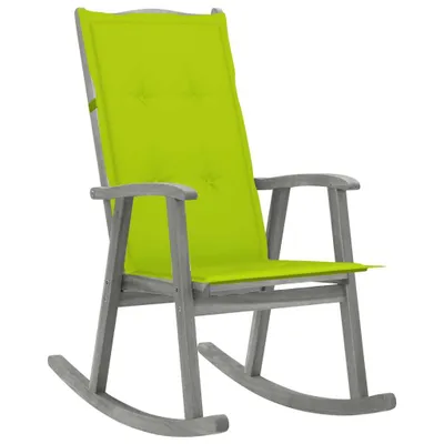 Image de Fauteuil à bascule The Living Store avec coussin, gris, en bois massif d'acacia