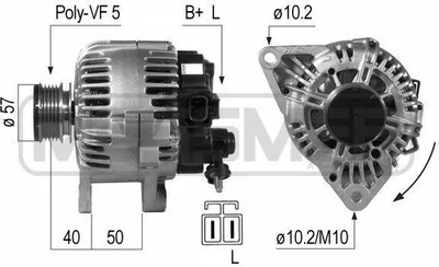 Produktbild von ERA 210650A Lichtmaschine Generator LiMa 120A 14V für HYUNDAI i20 (PB, PBT) für KIA Picanto (SA)