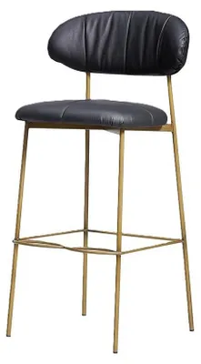 Immagine prodotto di Sgabello in pelle nera sgabello da bar di design struttura in metallo