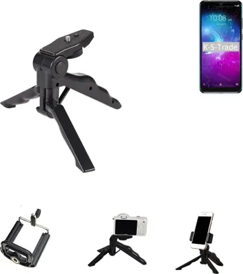 Produktbild von K-S-Trade Stativ Tisch-Ständer Dreibein Handy-Stativ Ständer kompatibel mit ZTE Blade A5 2020 Mini-Stativ Smartphone Tripod Handy-Stativ aus Plastik