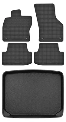 Produktbild von Gummimatten + Kofferraumwanne für Skoda Karoq 2017- (SUV, unterer Ladeboden) – Schwarz, passgenau – Wielganizator