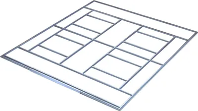 A metal frame for a garden shed.