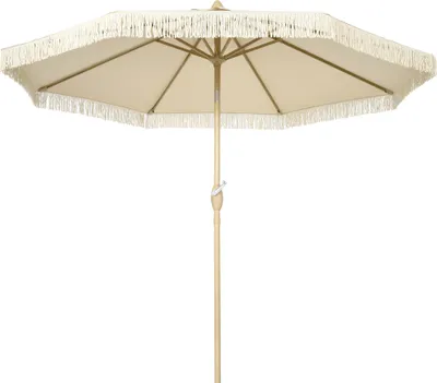 Image de Parasol de jardin inclinable parasol avec manivelle š€ franges style bohššme 8 baleines ? 265 x 244H cm crššme