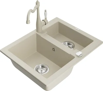 Produktbild von Mexen Carlos 1,5-Becken-Granitspüle mit Mischbatterie Carla, Beige - 6518-69-670700-69