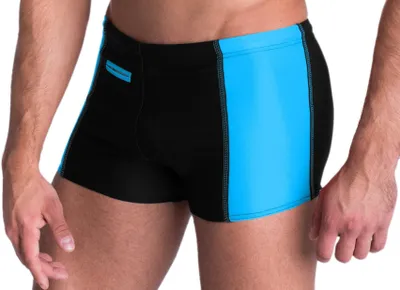 Produktbild von Aquarti Herren Badehose mit Reißverschlusstasche Badeshorts, Farbe: Schwarz / Blau, Größe: XL