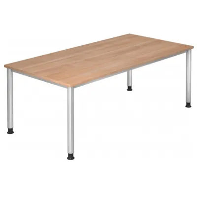 Produktbild von Schreibtisch 4-Fuß-rund 200x100cm Nussbaum/Silber