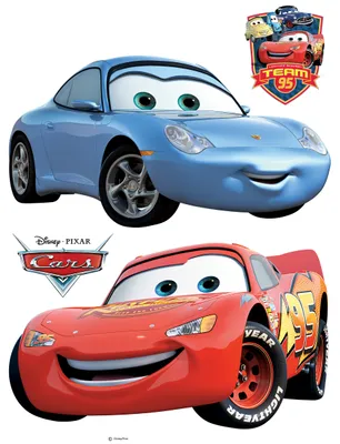 Image de Autocollant mural Disney Cars bleu et rouge - 600178 - 65 x 85 cm