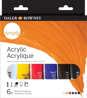 Obrázok produktu pre Daler Rowney Simply Sada akrylových farieb 6  x 75 ml