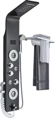 Immagine prodotto di Pannello doccia per bagno, 3 maniglie, indicatore di temperatura a LED, LT 8006 nero