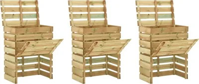 Image de Composteur à lattes 3 pcs. 80x50x100 Bois de pin imprégné