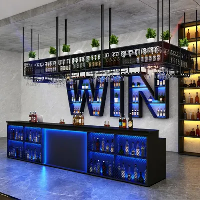 Produktbild von Empfangstresen, Kassentresen und Bartheke, geeignet für Restaurants und Bars, Schwarz 400x60x100cm /HSLGTW-400/
