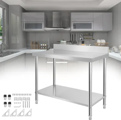 Produktbild von NAIZY Edelstahltisch Gastro Tisch Gastronomie Arbeitstisch Höhenverstellbar Küchentisch 120 x 60 x 85 CM, mit Aufkantung