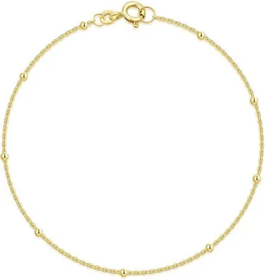 Produktbild von SILBERKETTEN STORE Erbsketten Armband mit Kugeln 1mm - 333 Gold - 18cm