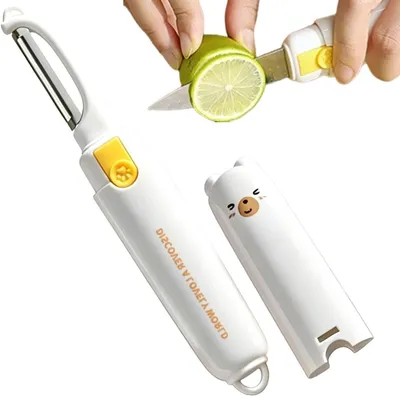 Productafbeelding van Aardappelschiller Dubbelzijdig - Groenteschiller Keuken - Maaltijden Bereiden - Compact Draagbaar Ontwerp - 20x3 cm - Wit