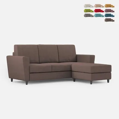 Produktbild von Moderner 3-Sitzer Stoffsofa 212cm mit Fußhocker Yasel 180P - Braun