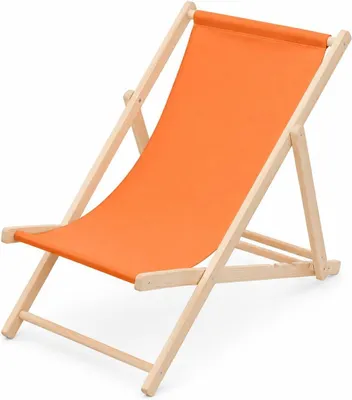 Produktbild von Liegestuhl klappbar aus Holz mit Verstellbarer Rückenlehne, belastbar bis 120 kg (Orange)