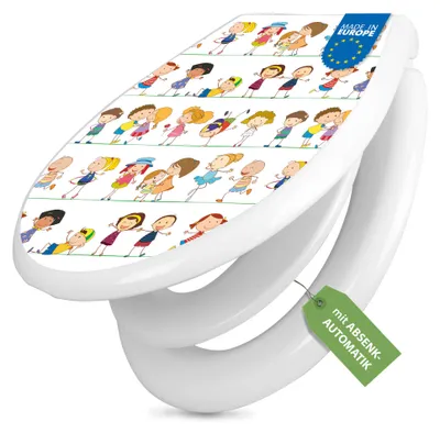 Produktbild von banjado Familien WC Sitz weiß mit Absenkautomatik und Motiv [Montivname] [TDWK 10882]