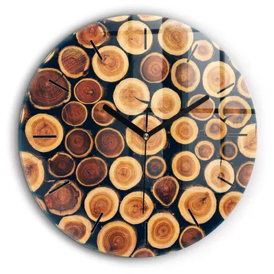 Produktbild von Wallfluent Große Wanduhr – Stilles Quarzuhrwerk - Uhr Dekoration Wohnzimmer Schlafzimmer Küche - Zifferblatt mit Striche - schwarze Zeiger - 60 cm - Holz
